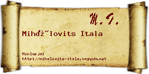 Mihálovits Itala névjegykártya